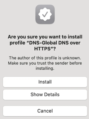 Bestätigungsmeldung zur Profilinstallation.