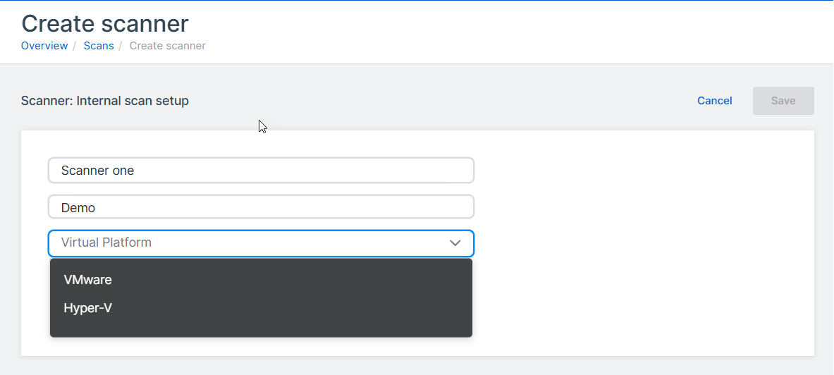 Einstellung „Virtualisierungsplattform“.