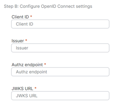 Schritt B: Einstellungen für OpenID Connect konfigurieren.