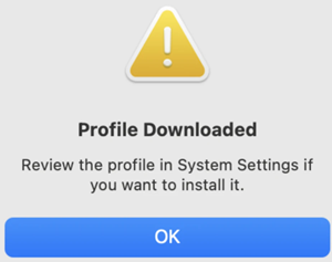 Profile downloaded confirmation message.