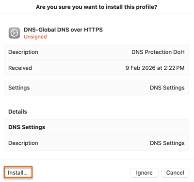 Device managment confirmation message.
