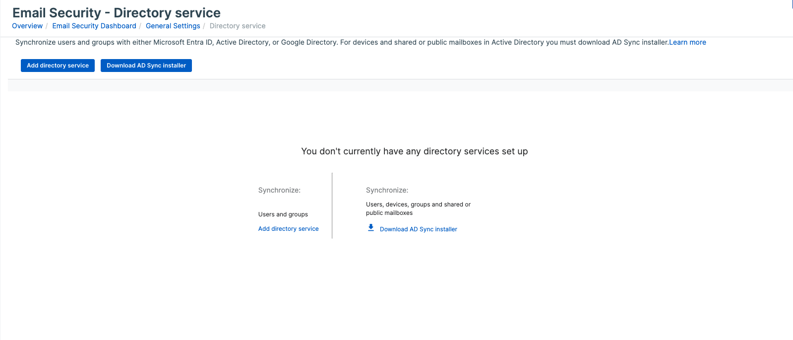 Add Microsoft Entra ID or Active Directory.