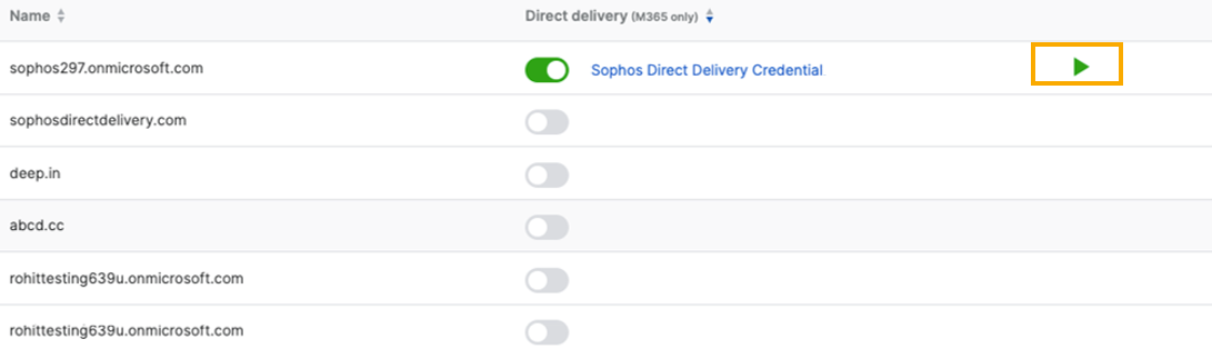 Direct delivery test button.