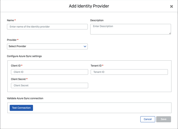 Add Identity Provider page.