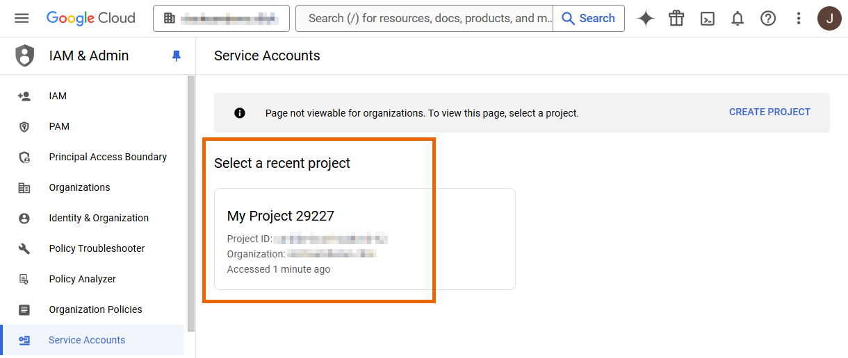 Your organization with recent projects.