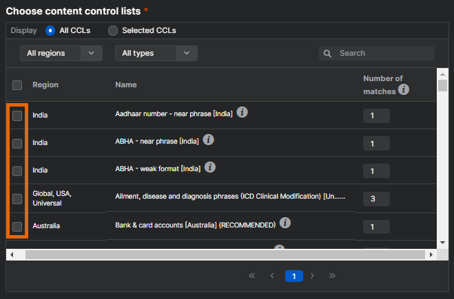 Selecting Content Control Lists.