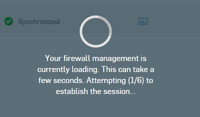 Consola de administración web del firewall cargándose.