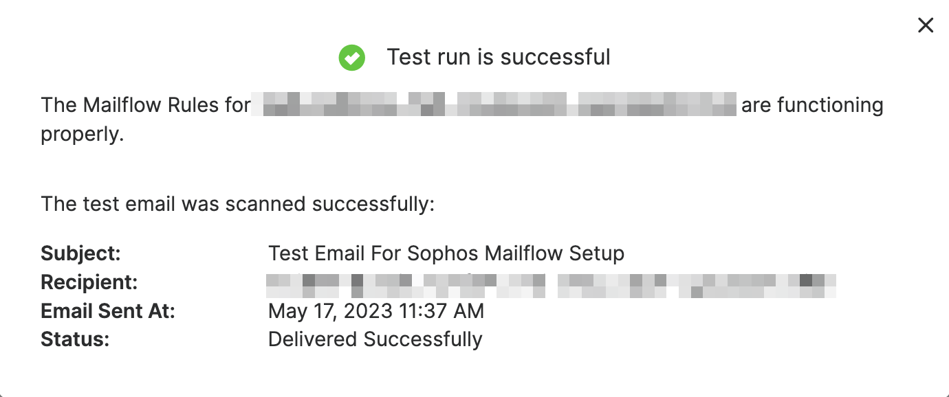 Prueba correcta de Sophos Mailflow.