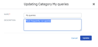 Cuadro de diálogo Actualizando categoría.