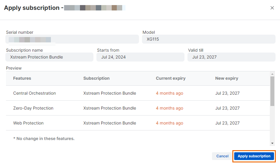 Appliquer l’abonnement.