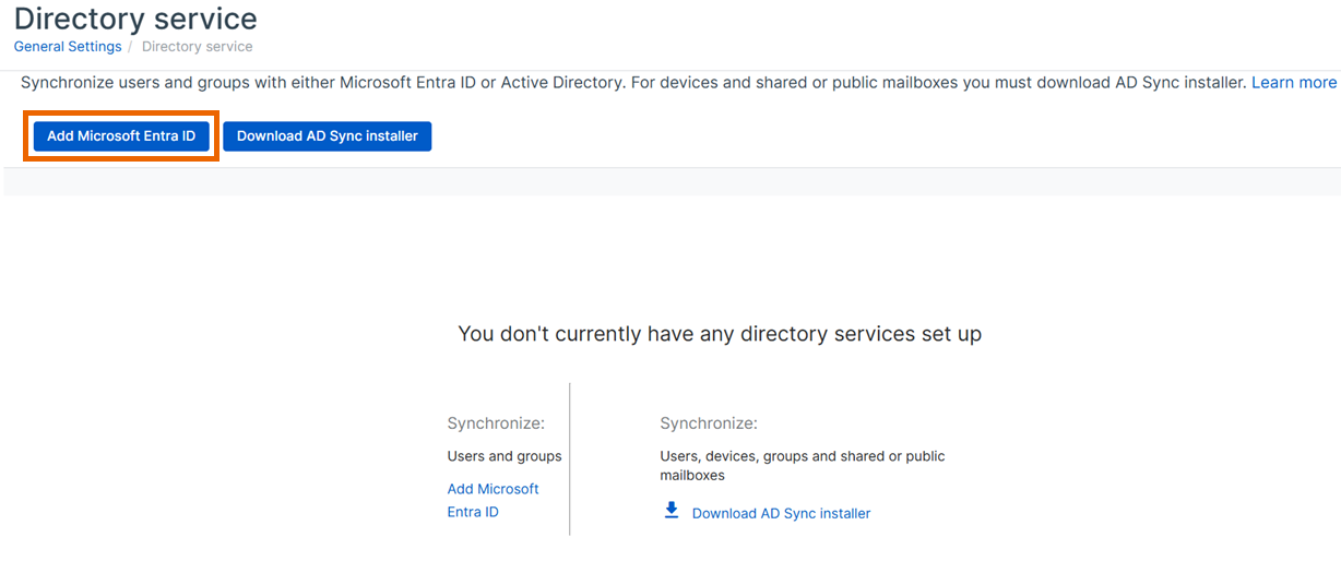 Page Service d’annuaire.