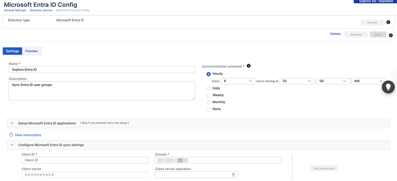 Page de configuration Microsoft Entra ID.