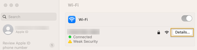Consultez les détails du réseau.