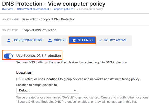 Attivazione di DNS Protection.