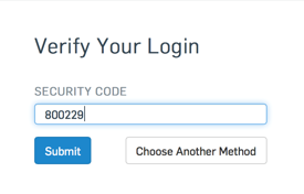 Screenshot della richiesta del codice di sicurezza dell'autenticatore.