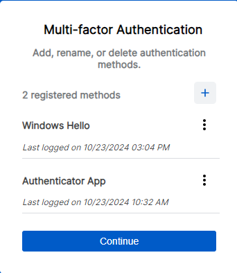 登録された MFA メソッドを管理します。