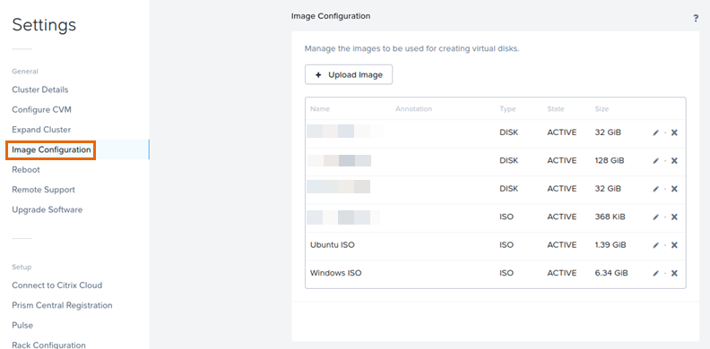 Nutanix の設定。