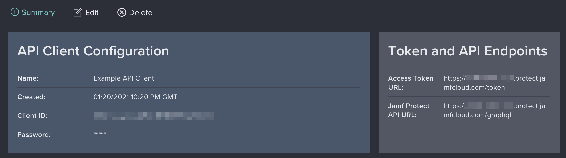 API クライアント情報。