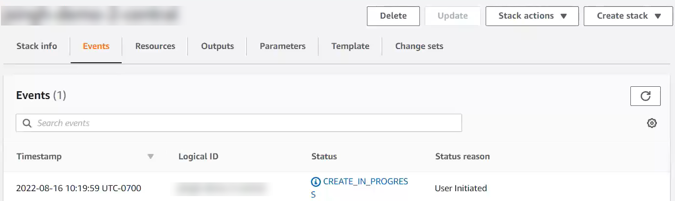 AWS スタック ファイアウォール イベント。