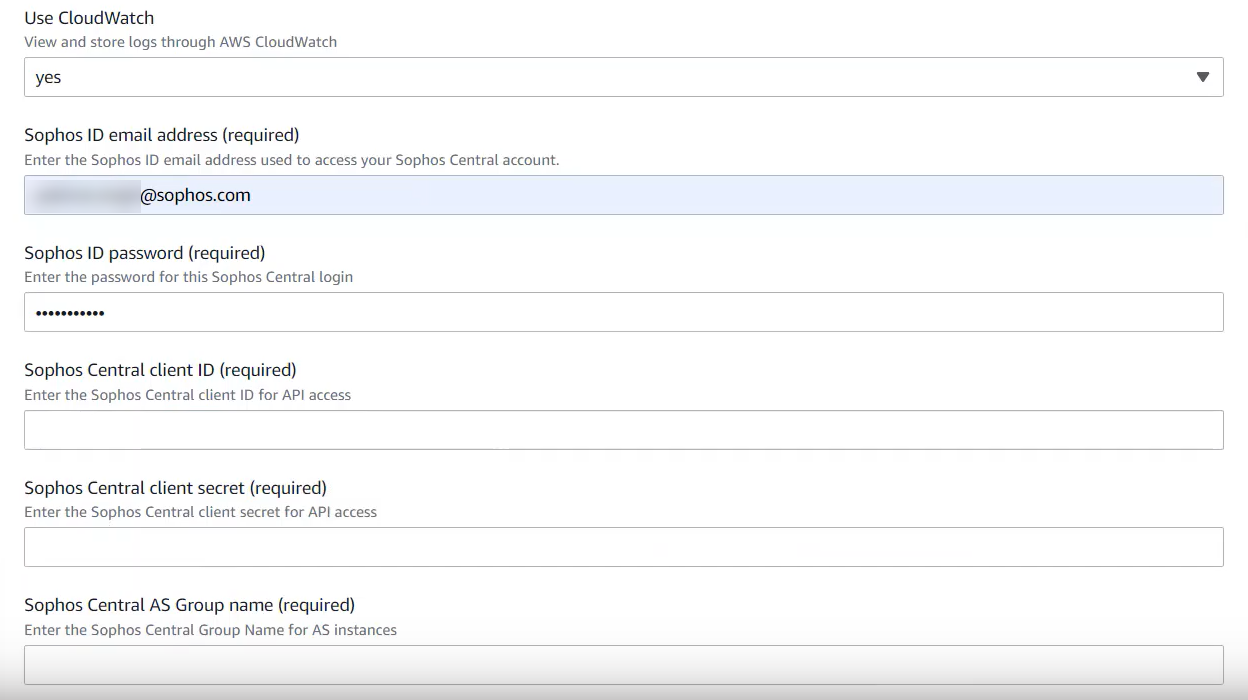 AWS スタック ファイアウォール パラメーター。