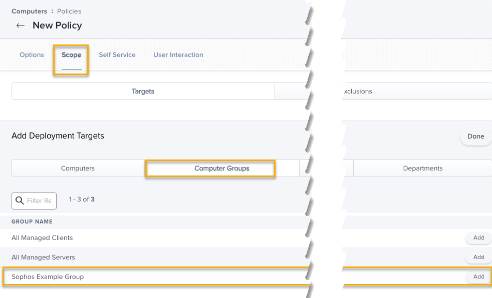グループへのポリシーの適用。