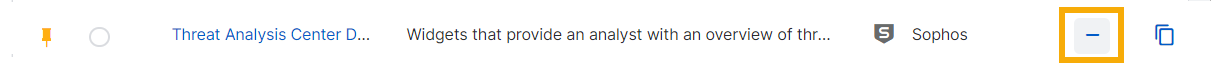 빼기 기호 아이콘이 강조 표시된 대시보드.