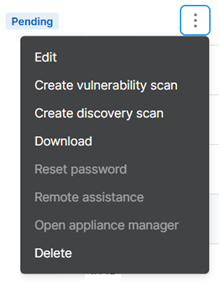 O menu exibindo as opções.