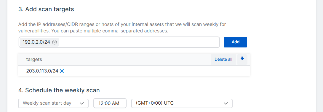 Campo Alvos da varredura.