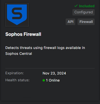 Cartão do Sophos Firewall.