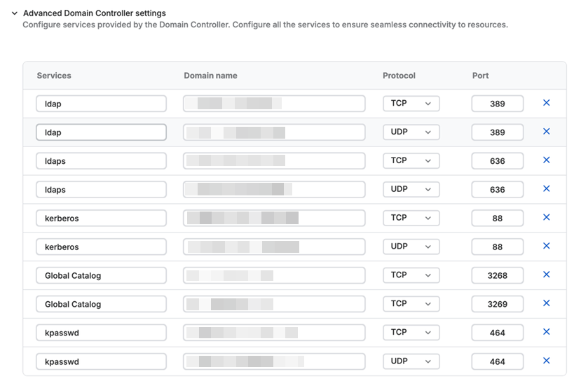 Configurações avançadas do Controlador de domínio.