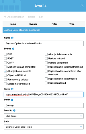 Events menu settings.
