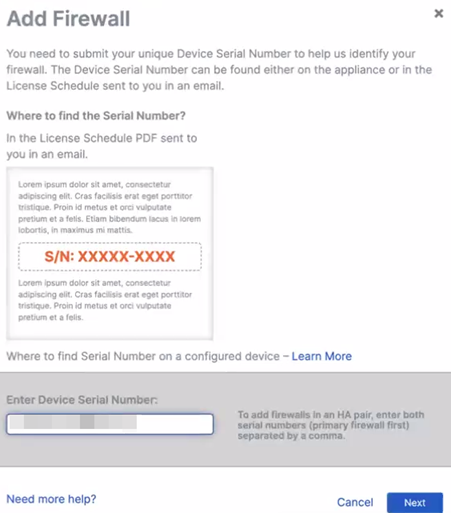 Janela Adicionar firewalls.