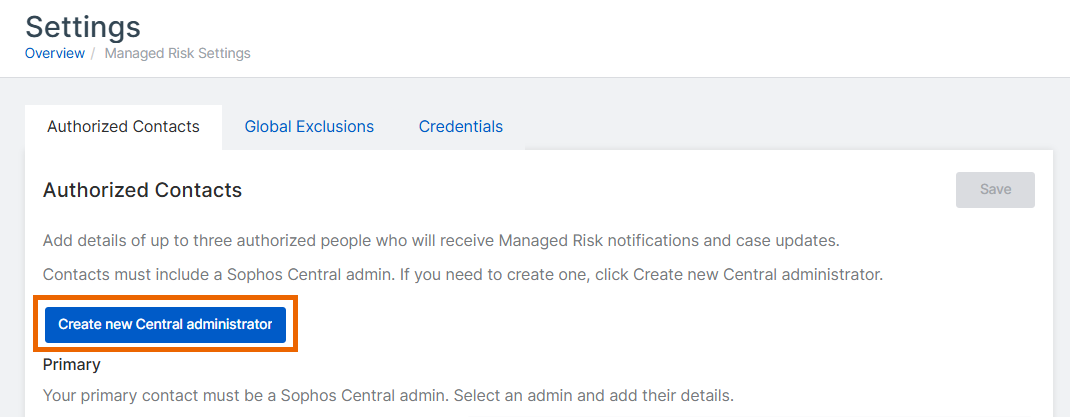 創建中央管理。