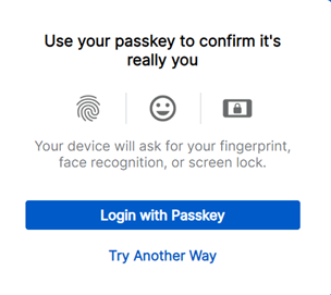 Passkey sign-in screen.