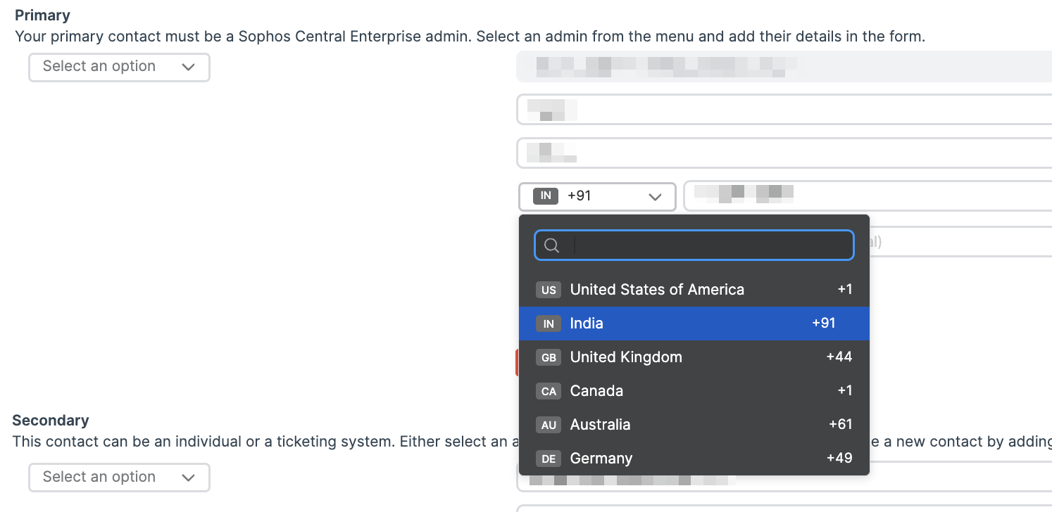 전화 번호 국가 코드.