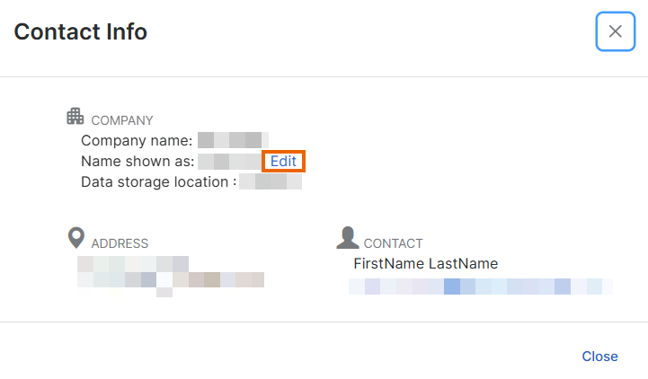"편집" 링크를 표시하는 "연락처 정보".