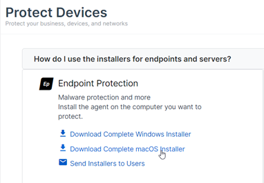 Protect Devices page.