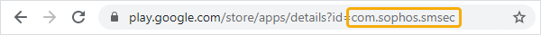 The identifier of Android apps is part of their Google Play URL.