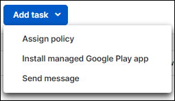 The expanded "Add task" menu showing a list of available tasks.