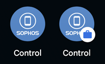Icônes des applis personnelles et professionnelles Sophos Mobile Control.