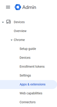 Der Menüeintrag „Apps und Erweiterungen“.