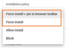 The Installation policy options.