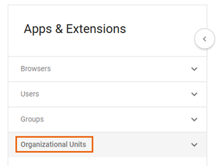 The collapsed "Organizational Units" side panel.