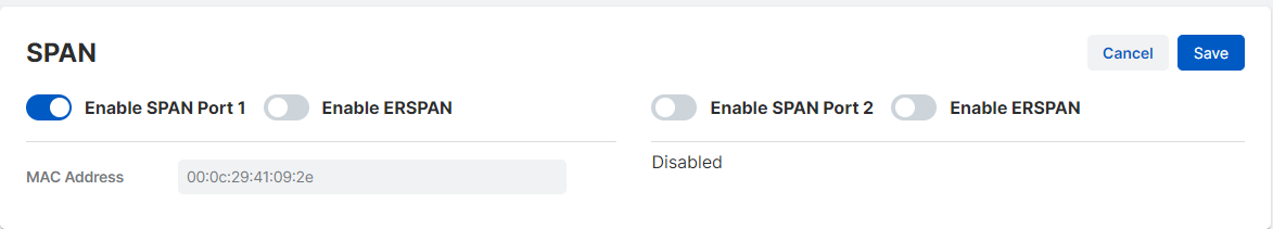 SPAN のデフォルト設定。