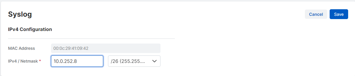 SYSLOG 指派 IP 位址。