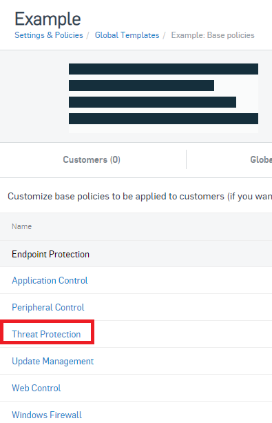 Menü „Endpoint Protection“.