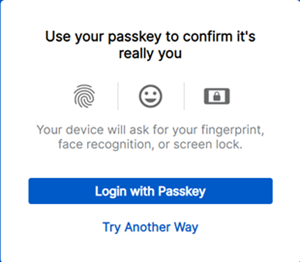 Passkey sign-in screen.