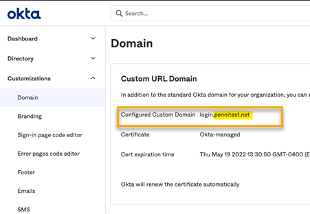 Domaine personnalisé configuré.