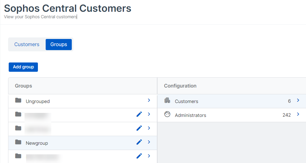 Configuration du groupe de clients.