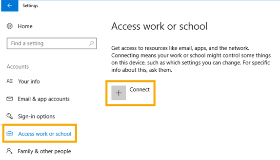 Access work or school page